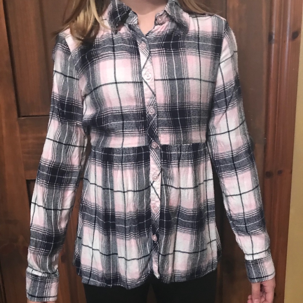Justice long sleeve plaid shirt